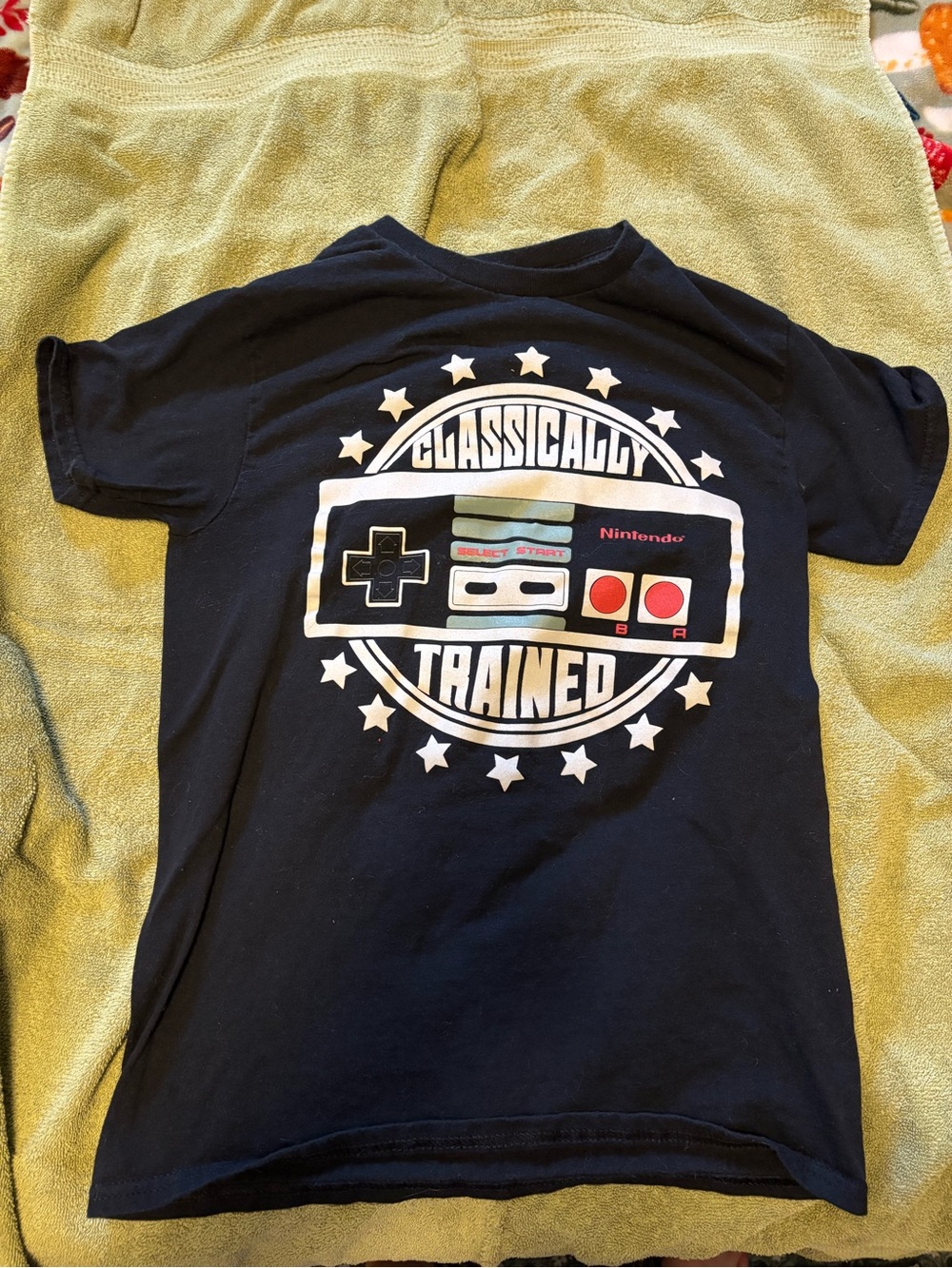 Nintendo Black Tee with White & Red Classic Controller Graphic